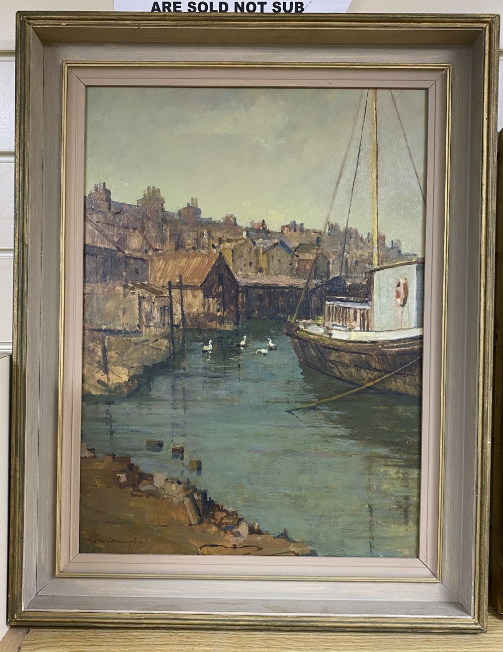 Mary Remington (1910-2003), oil on board, Back of the harbour, Newhaven, signed, 46 x 34cm